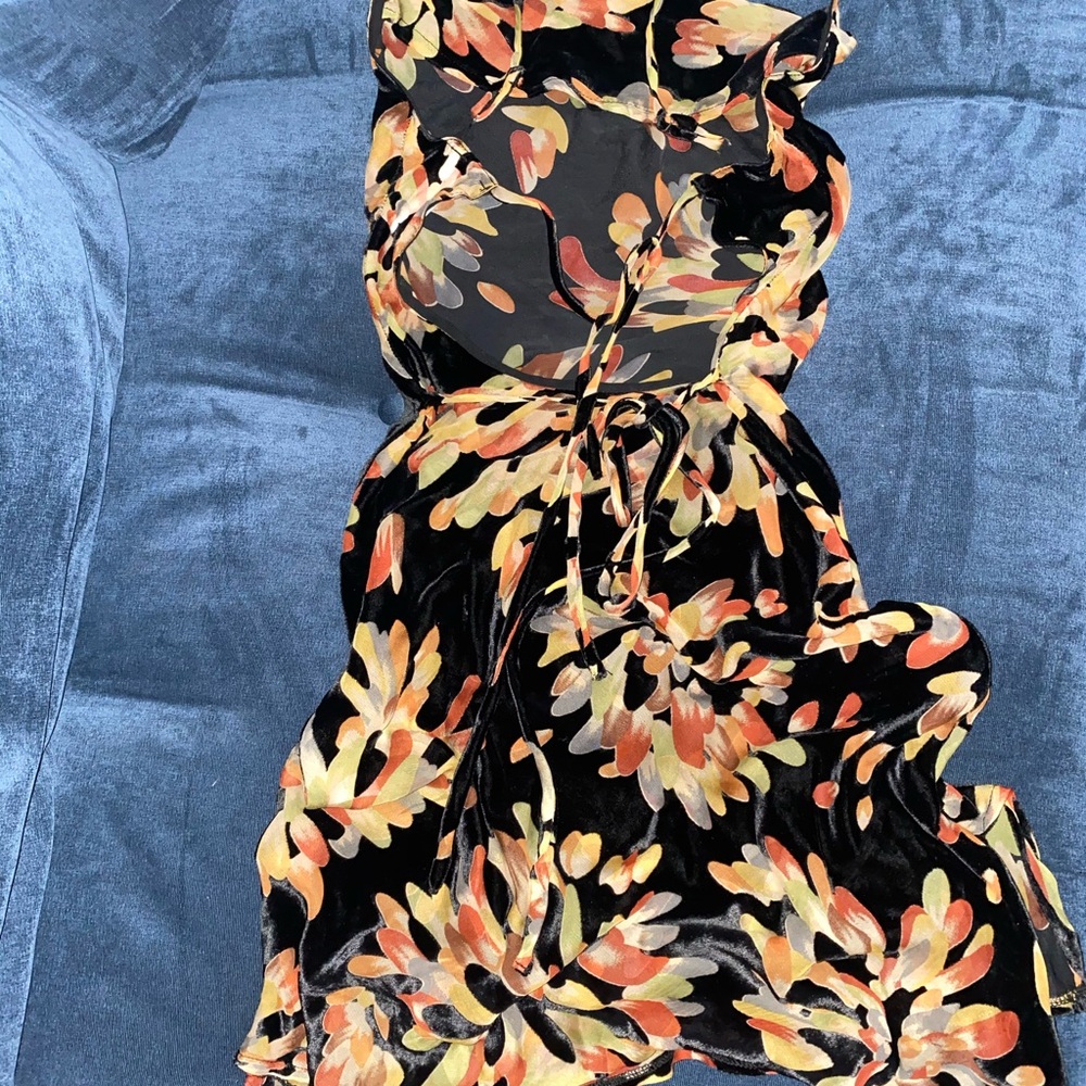 Rat & Boa Black Floral Mini Dress with Orange and Cream Accents - Picture 4 of 9